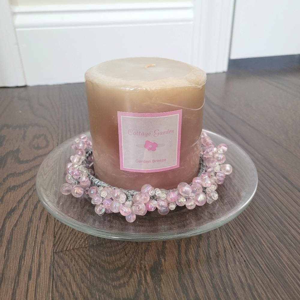VTG Cottage Garden Pink/Purple Garden Breeze Candle Gift Fairy Y2K College Decor
